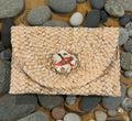 Oyster Embellished Straw Envelope Clutch - Natural with Flying Duck