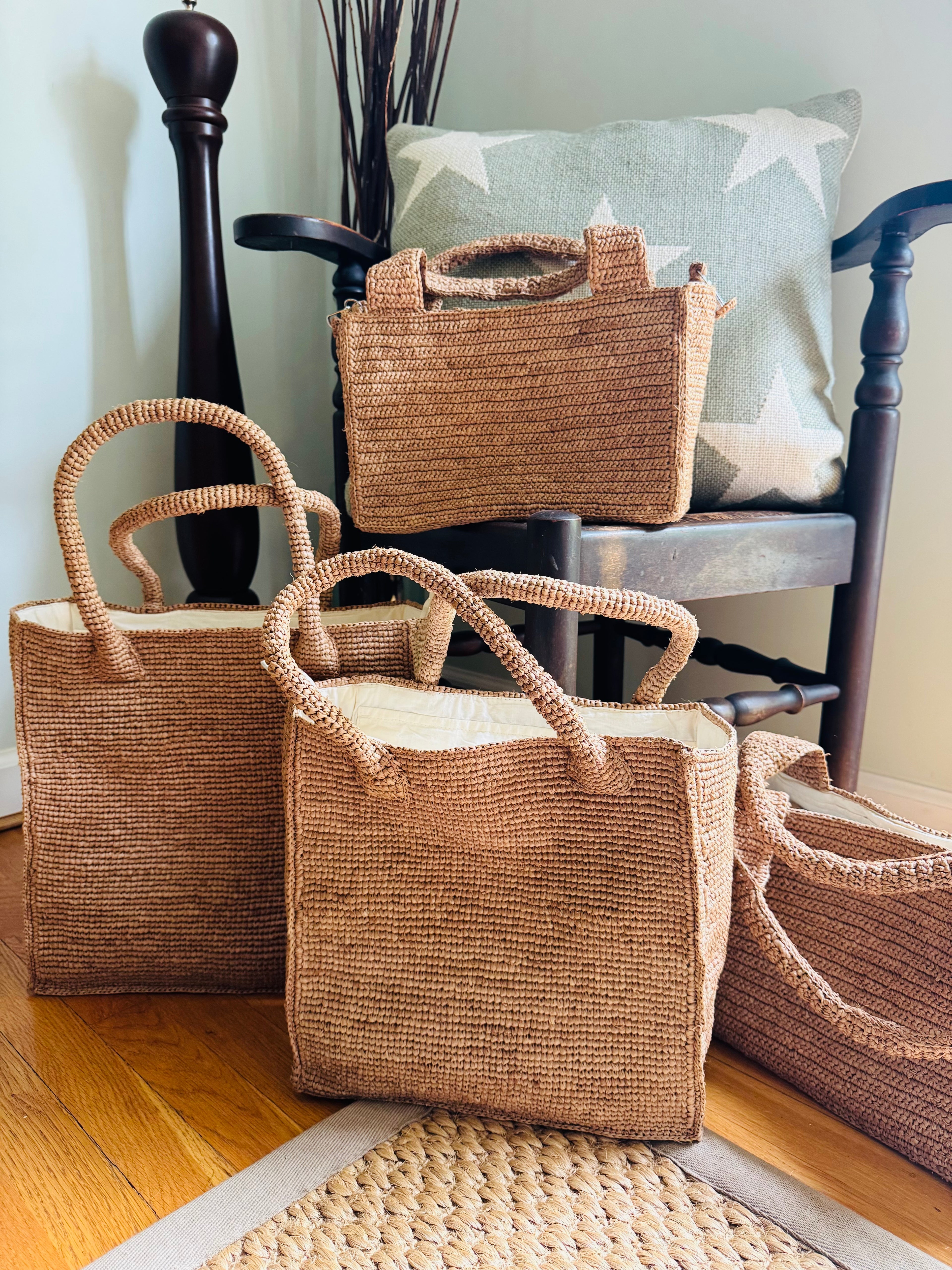 Handled Tote - Large with Purple Peony Shell or Other Shell to be Selected