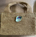 Handled Tote with Cross Body Strap - Blue Shell