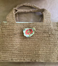 Handled Tote with Cross Body Strap - Red Floral Shell