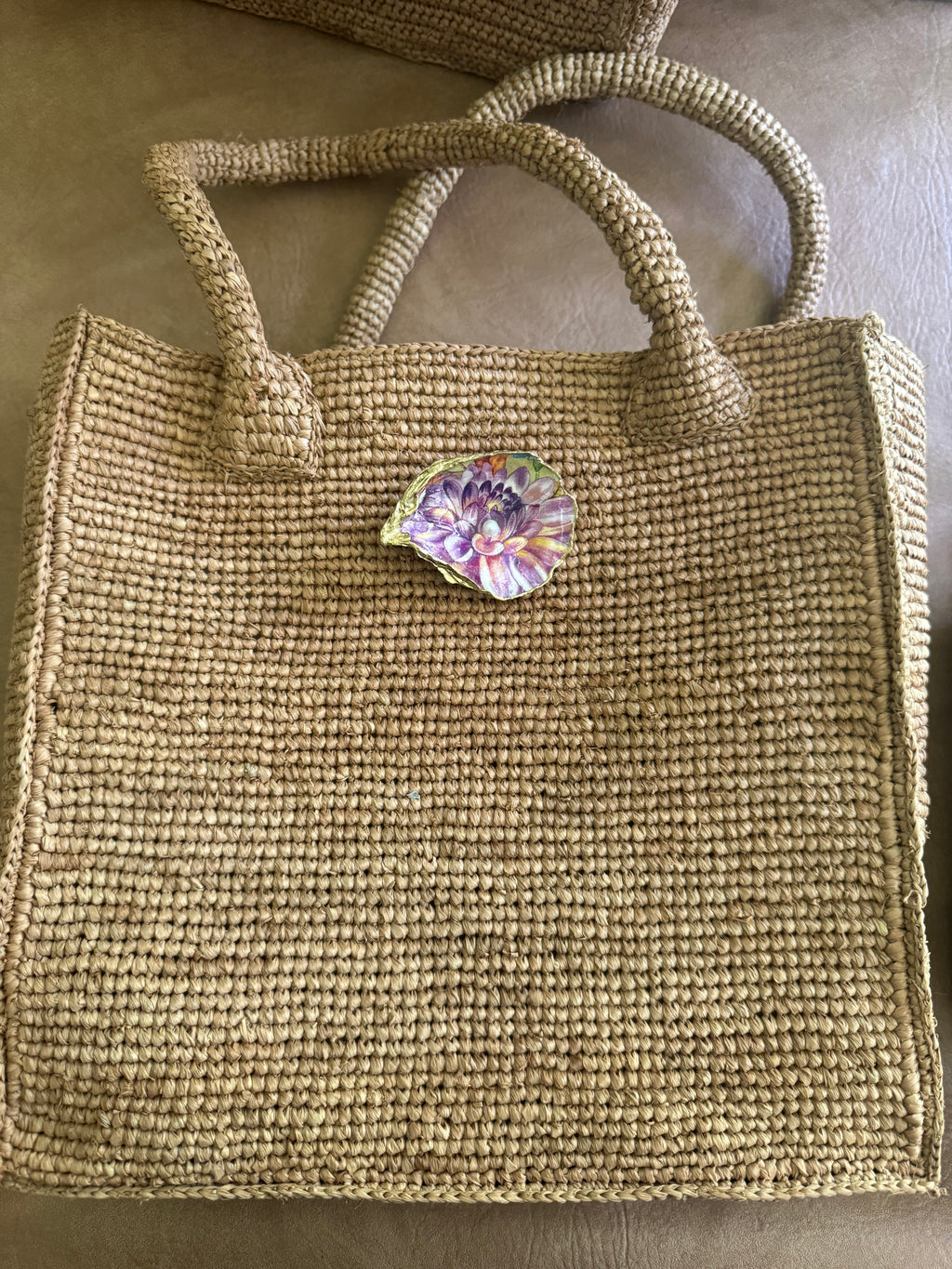 Handled Tote - Large with Purple Peony Shell or Other Shell to be Selected